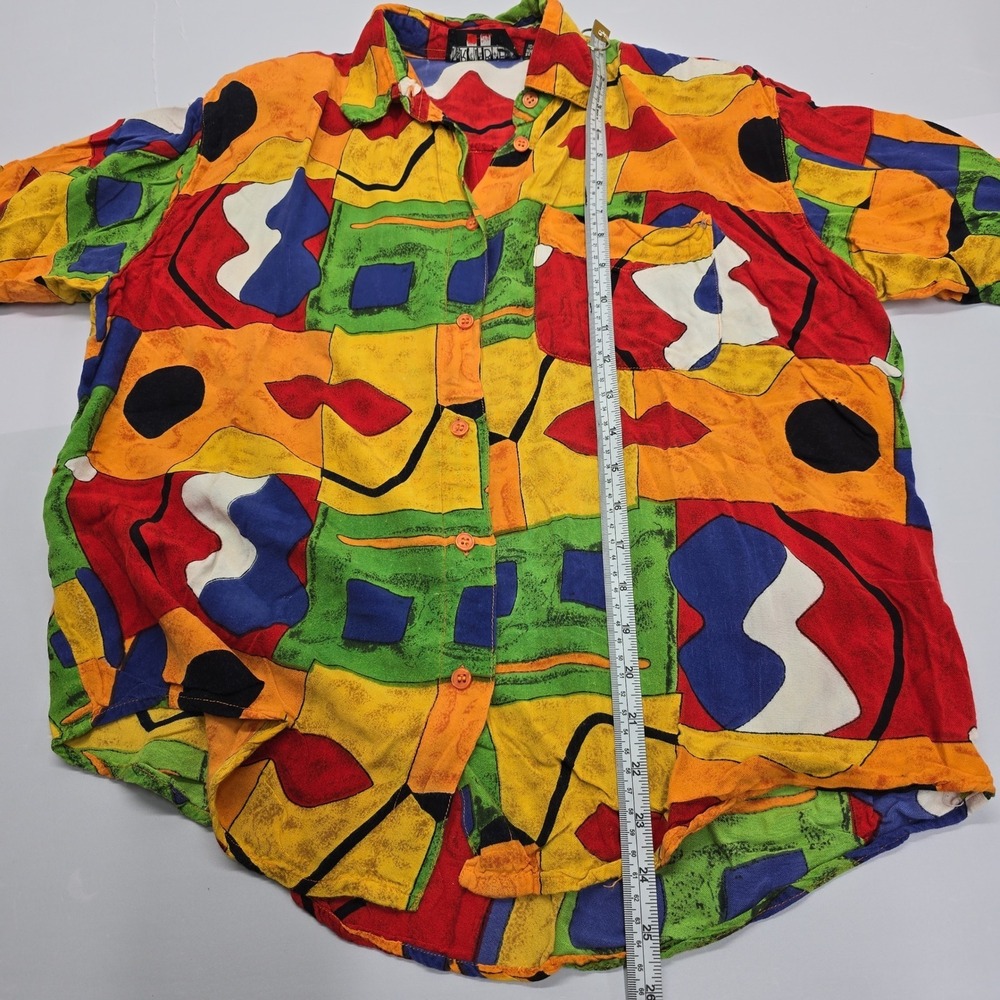 Tribes For Her Vintage 90s Abstract Geometric Button Down Shirt Womens Large L - Picture 3 of 5